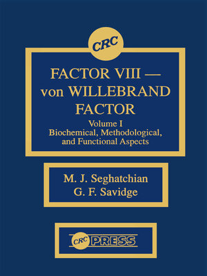 cover image of Factor VIII--von WIllebrand Factor, Volume I